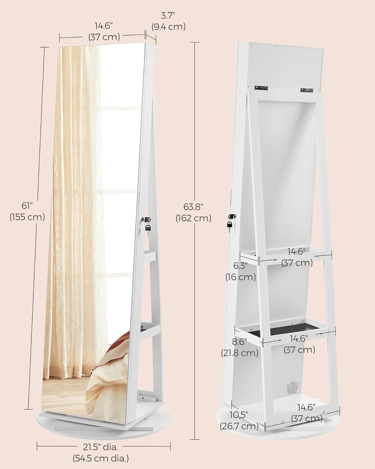 Spiegel mit Ablage und Schmuckfach